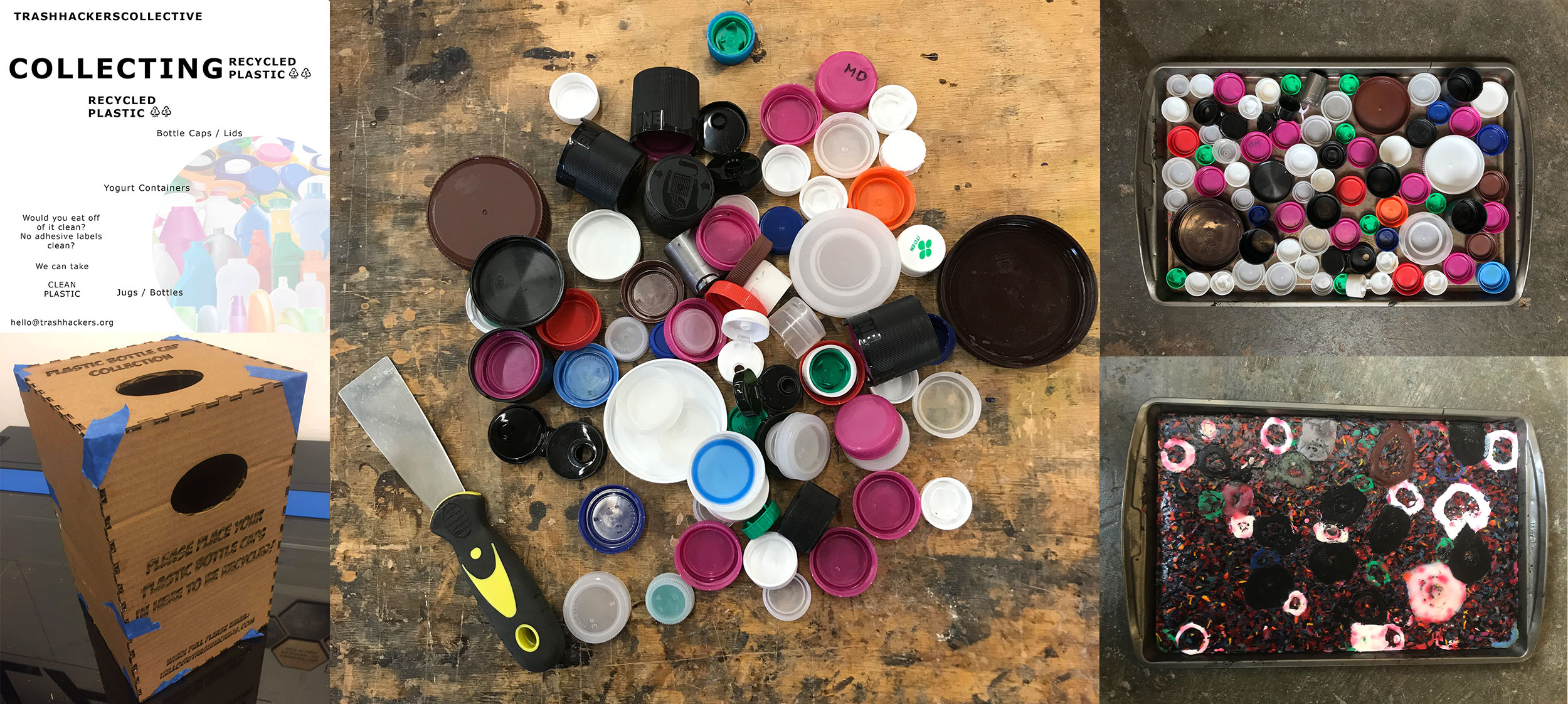 showing stages of THC bottle cap collection project